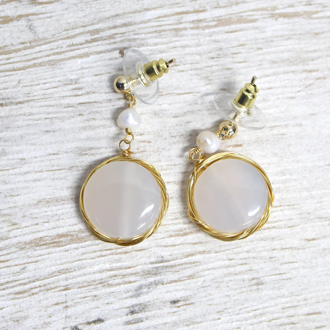 Mother of Pearl with Pink Tone Earrings