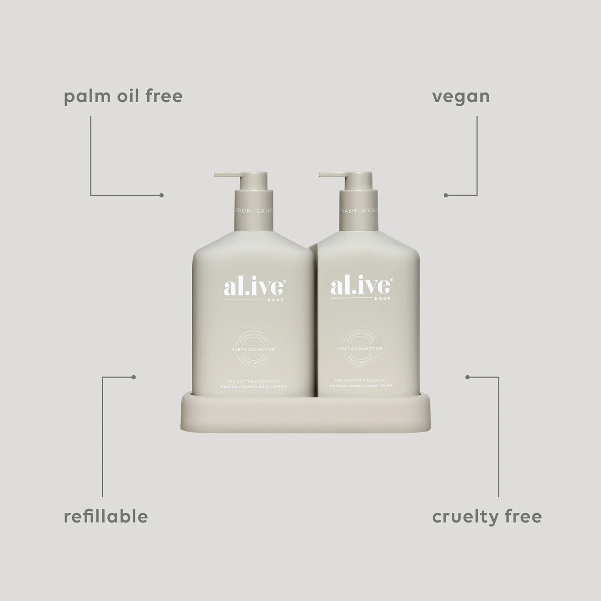 al.ive body - Wash & Lotion Duo - Sea Cotton & Coconut