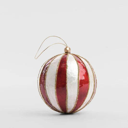 Stripe Handpainted Capiz Bauble