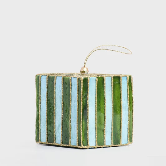 Stripe Capiz Tree Decoration - Blue &amp; Green