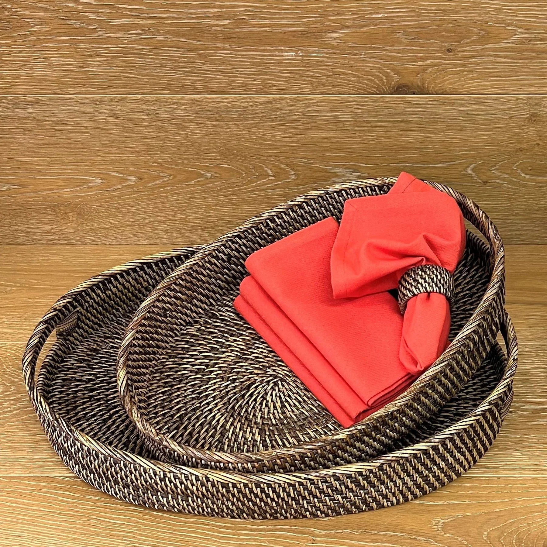 Rattan Oval Tray - Brown