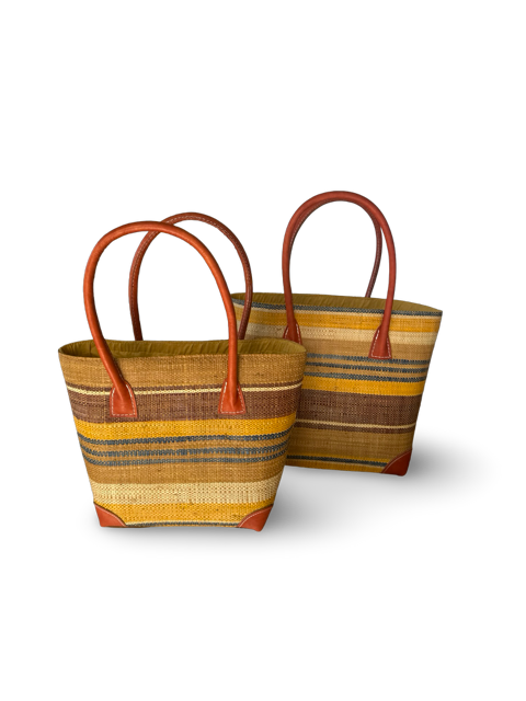 Striped Basket - Camel