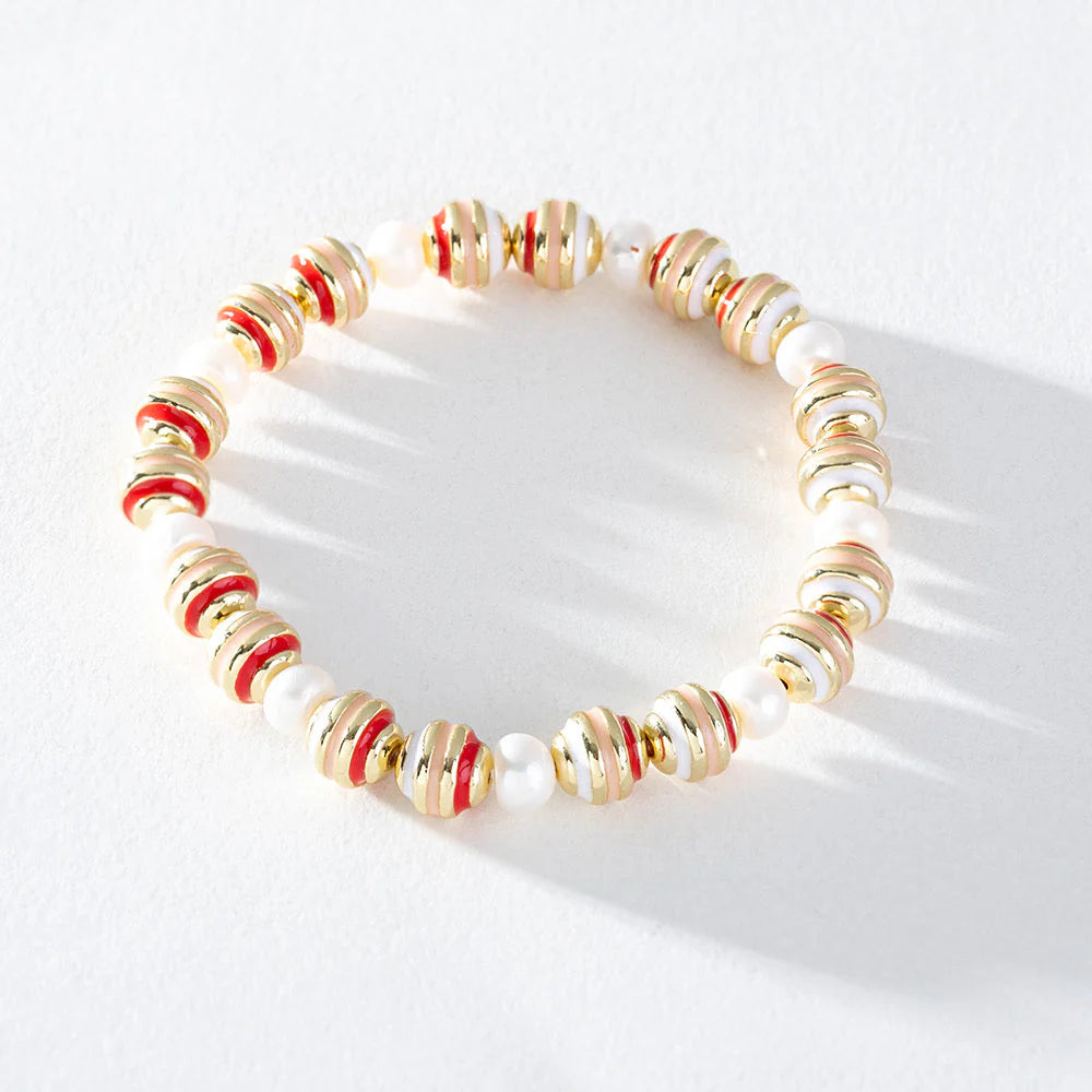 Freshwater Pearl & Enamel Stacking Bracelet