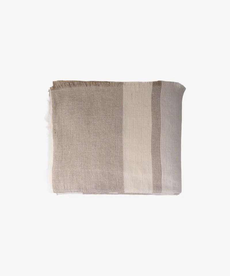 Striped Linen Tablecloth Stone