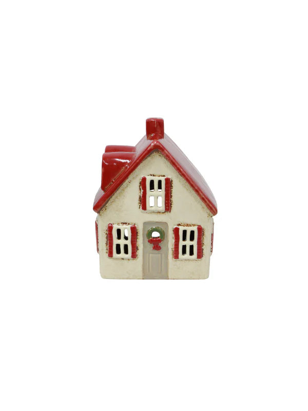 Alsace Tea Light Cottage Cream with Shutters