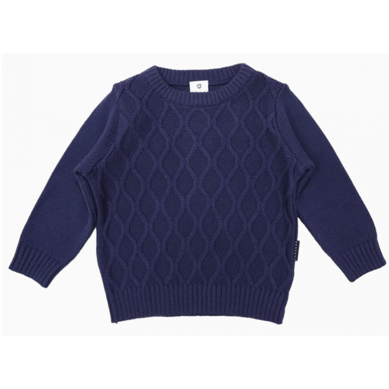 Pattern Knit Sweater - Navy