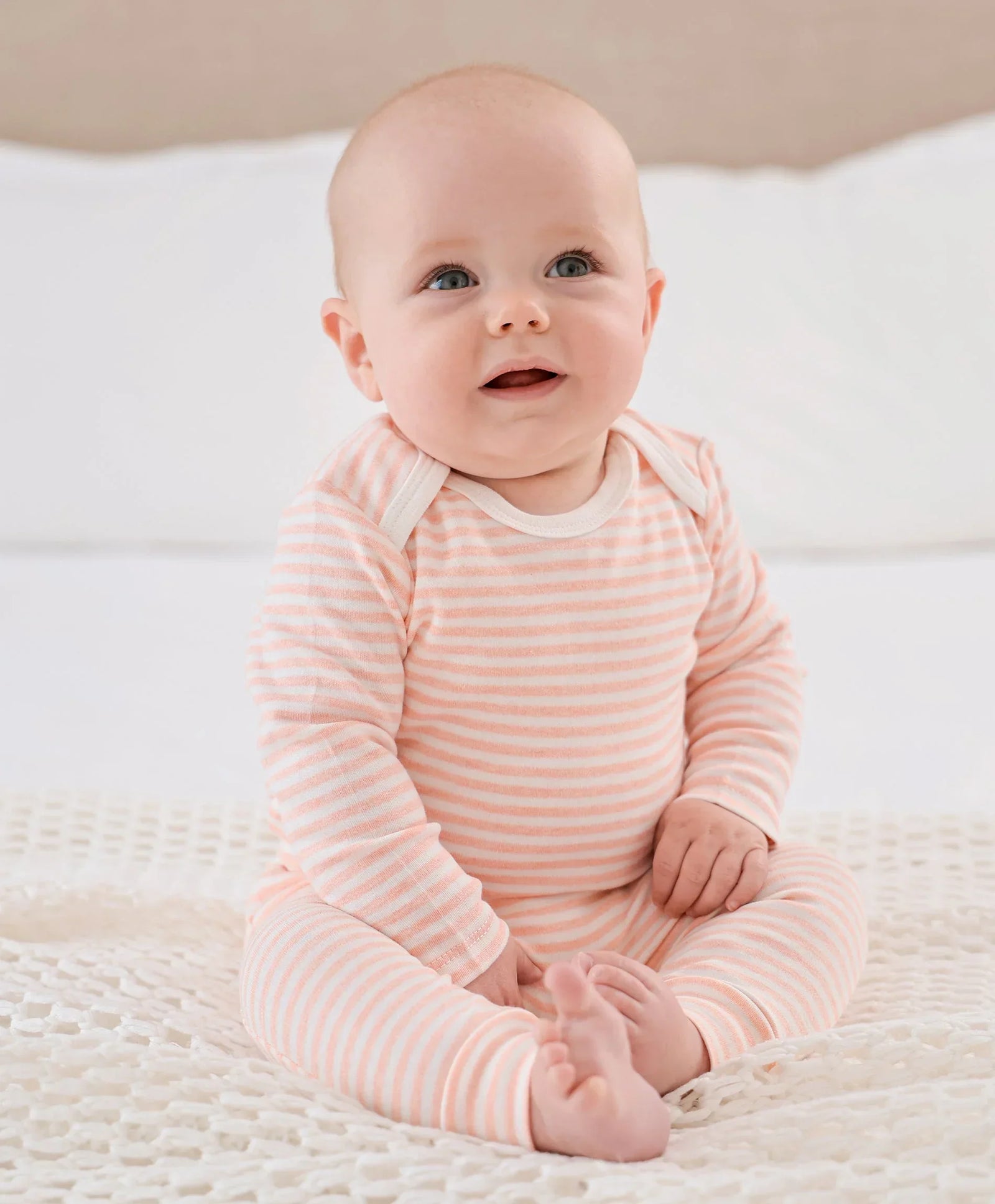 Long Sleeve Bodysuit - Heather Pink Stripes