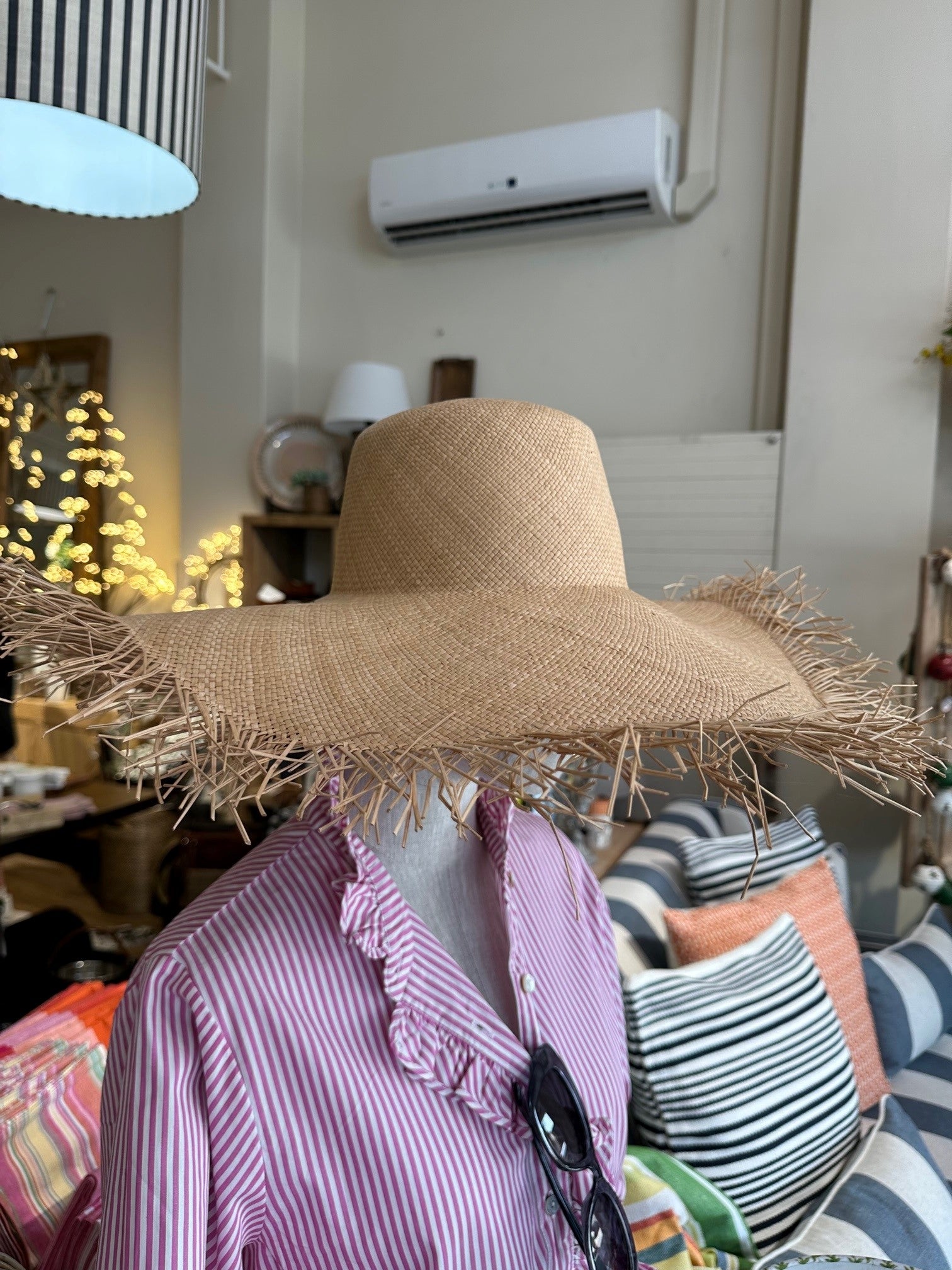 Hand Woven Panama Hat - Extra Wide Brim Loose Fringes