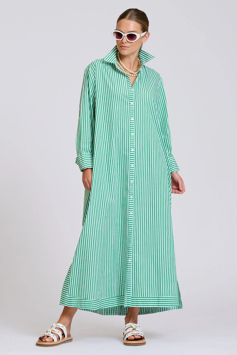 The Sybil Oversized Dress - Bright Green Stripe