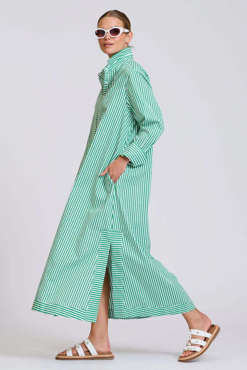 The Sybil Oversized Dress - Bright Green Stripe