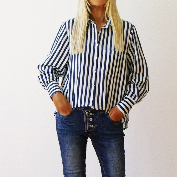 Mila Stripe Shirt - Navy