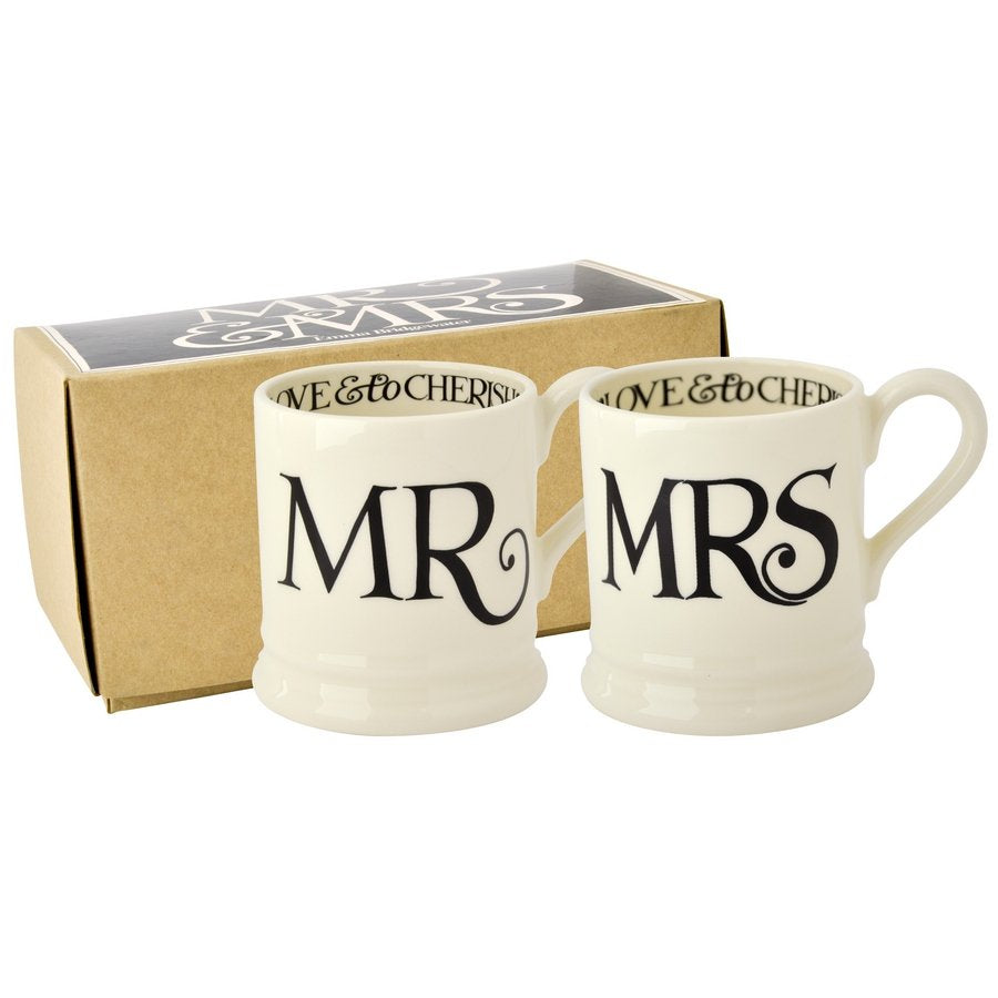 Mill & Hide - Finch & Lane - Emma Bridgewater - Black Toast Mr & Mrs 2 x 1/2 Pint Mugs Boxed