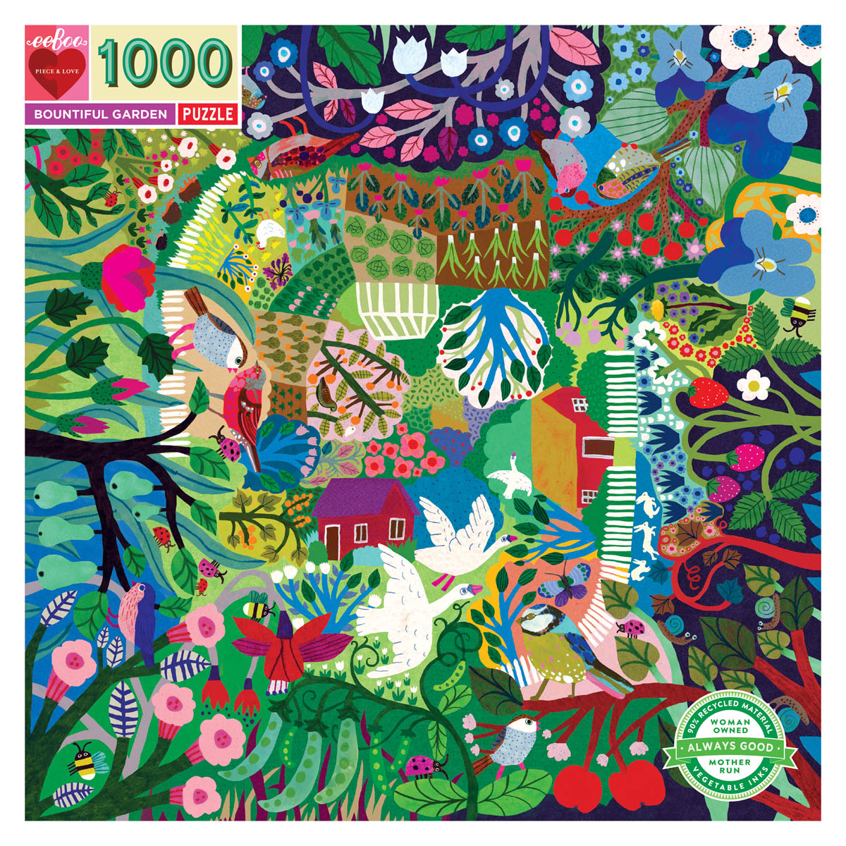 Mill & Hide - Bobangles - eeboo Puzzle 1000Pc - Bountiful Garden