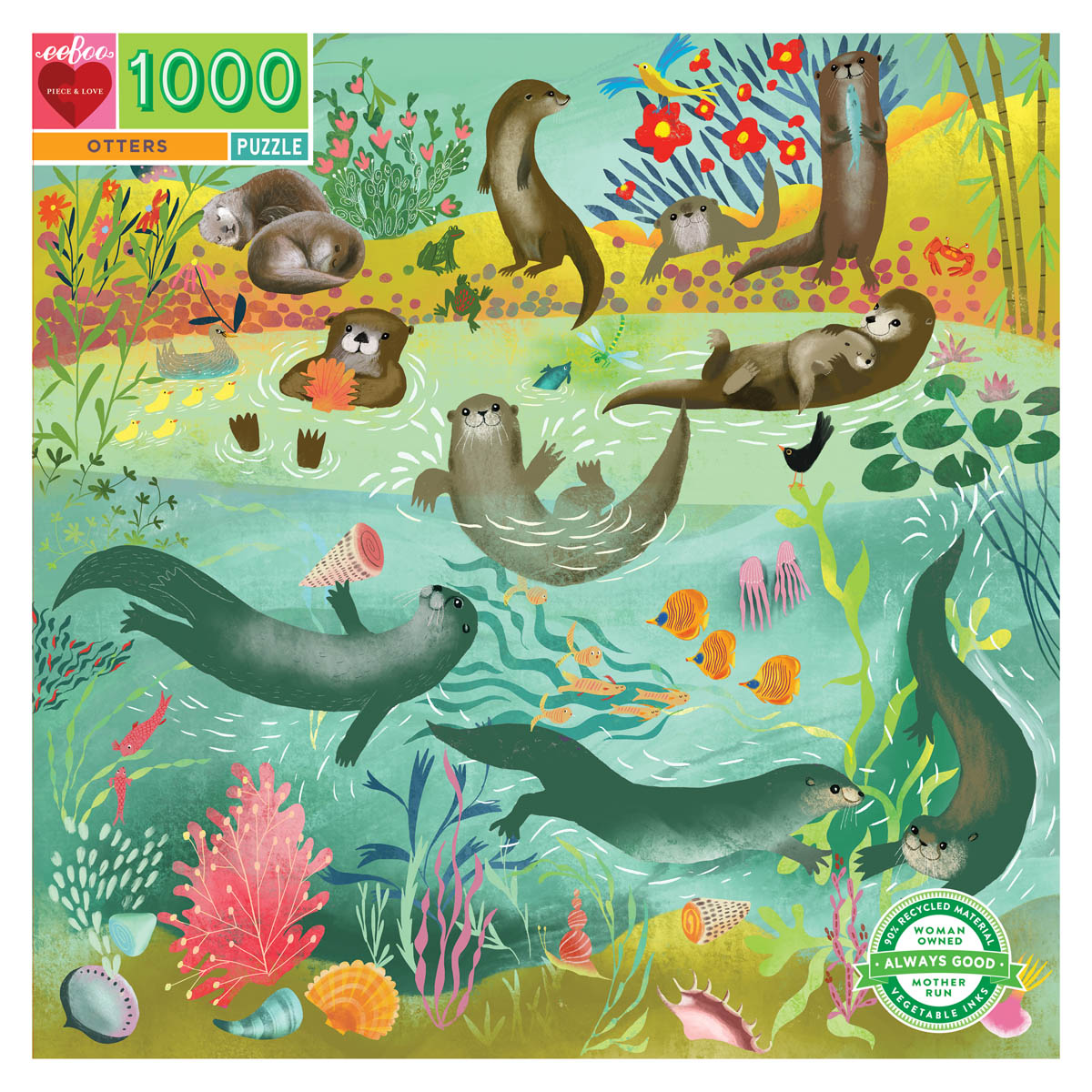 Mill & Hide - Bobangles - eeboo Puzzle 1000Pc - Otters