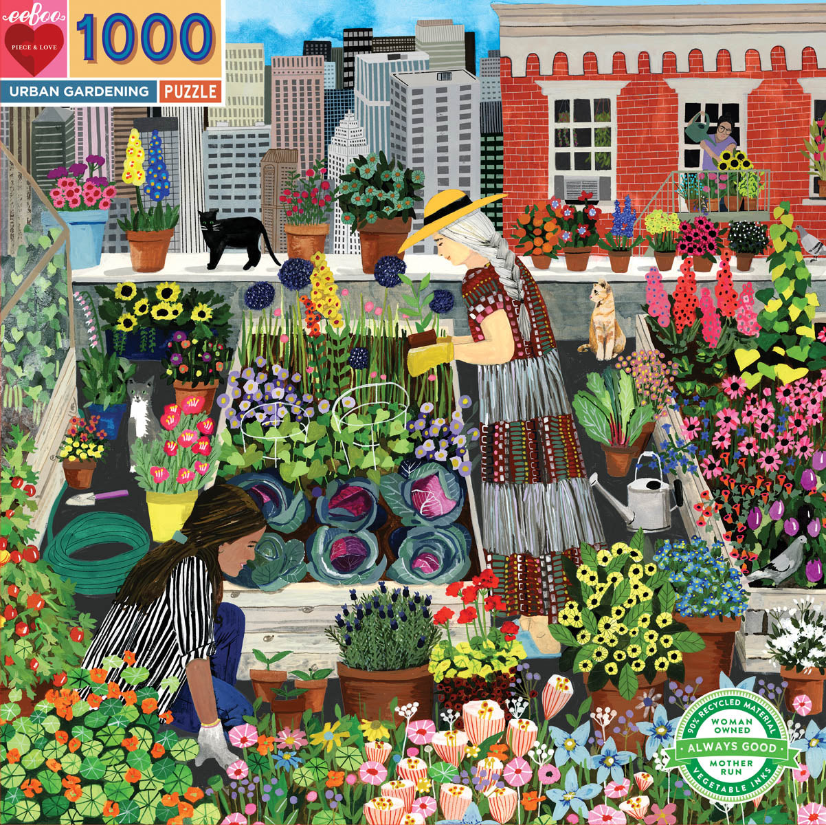 Mill & Hide - Bobangles - eeBoo 1000 Pc Puzzle - Urban Garden