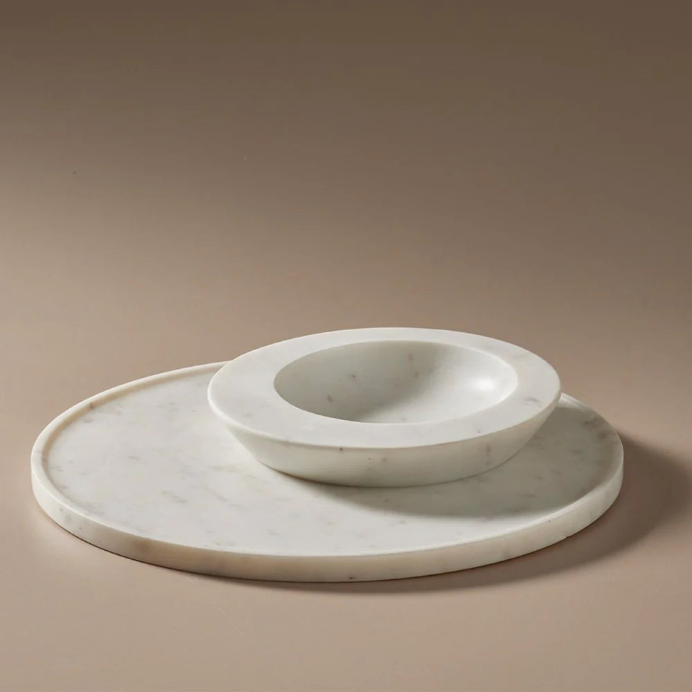 Mill & Hide - Indigo Love - Axis Marble Bowl  & Platter Set