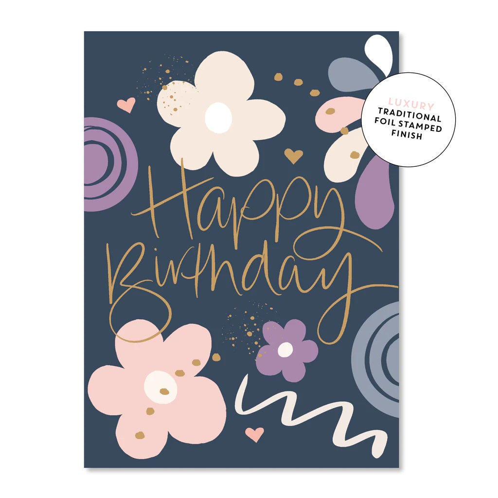 Mill & Hide - Just Smitten - Greeting Card - Happy Birthday Floral Retro