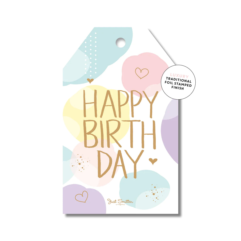 Mill & Hide - Just Smitten - Gift Tag - Pastel Birthday Clouds