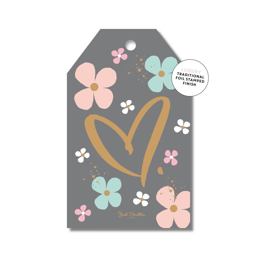 Mill & Hide - Just Smitten - Gift Tag - Floral Heart
