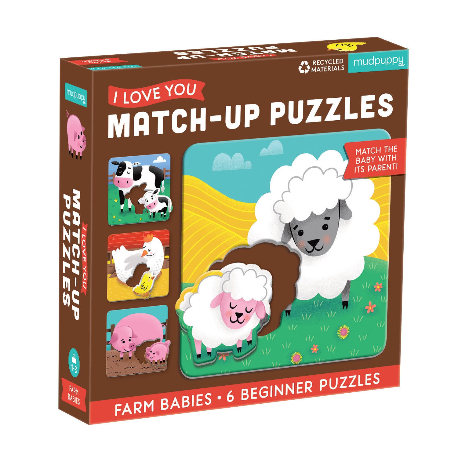 Mill & Hide - Bobangles - Mudpuppy  - I Love You Match-up Puzzles - Farm Babies