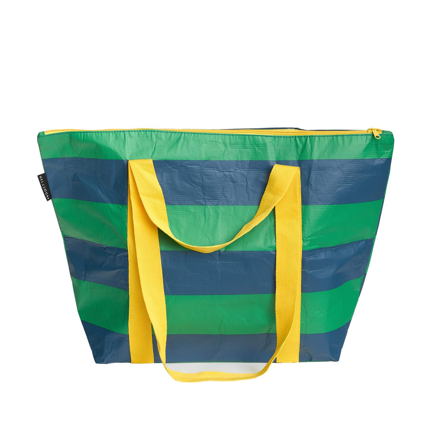 Mill & Hide - Project Ten - Zip Medium Tote - Green Navy Stripe