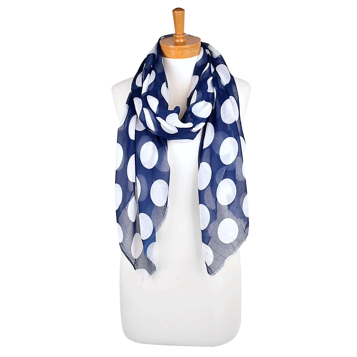 Mill & Hide - Taylor Hill Scarves & Co - Navy Polka Dot Scarf
