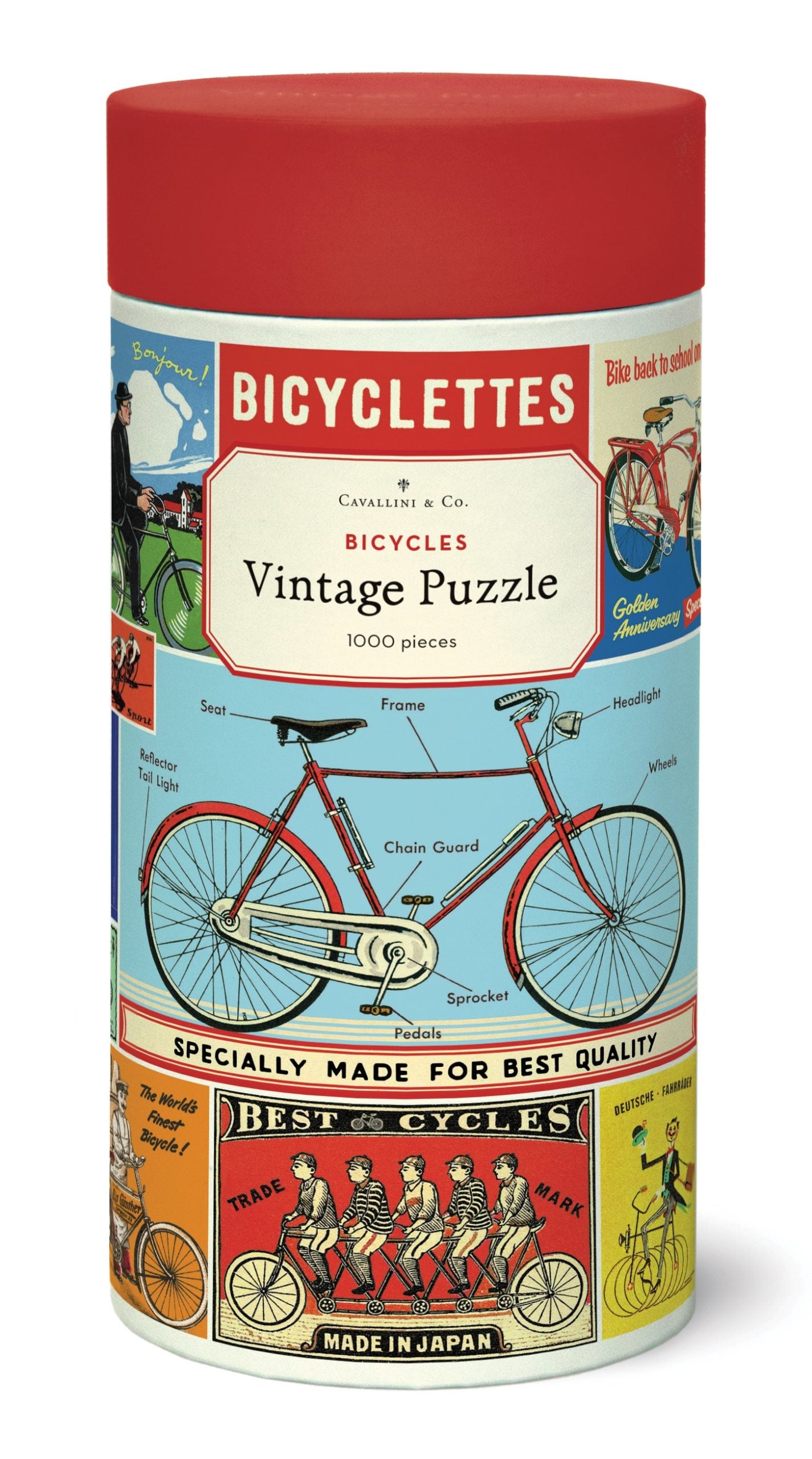 Mill & Hide - Bobangles - Cavallini Puzzle 1000Pc- Bicycles