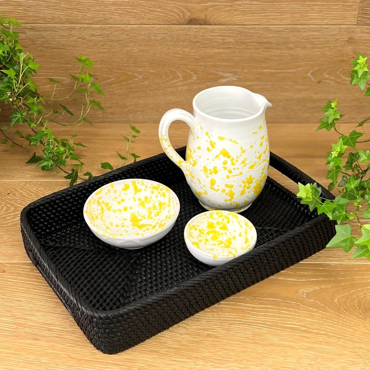 Rattan Rectangular Tray - Black