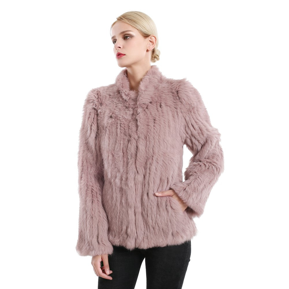 Rabbit Fur Jacket Soft Burgundy